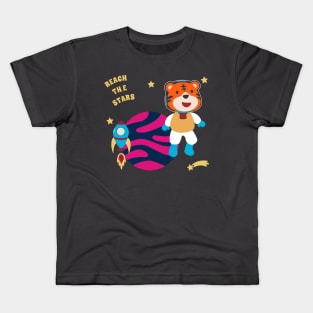 Space tiger or astronaut in a space suit with cartoon style. Kids T-Shirt